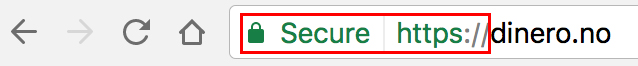 Slik ser SSL-sertifisering ut i nettleseren Chrome.